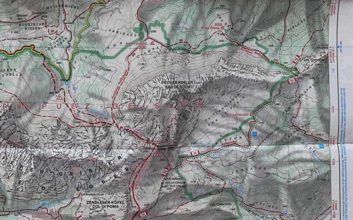 Mappa escursionistica giro sass de putia