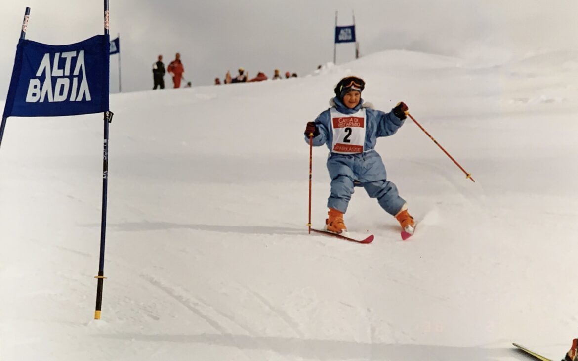 Sarah da piccola con sci